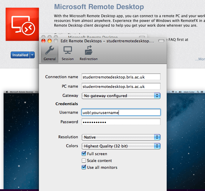 microsoft remote desktop connection for mac help